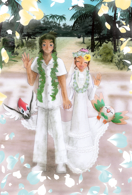 挿絵：婚礼衣装を着たハウとカイ