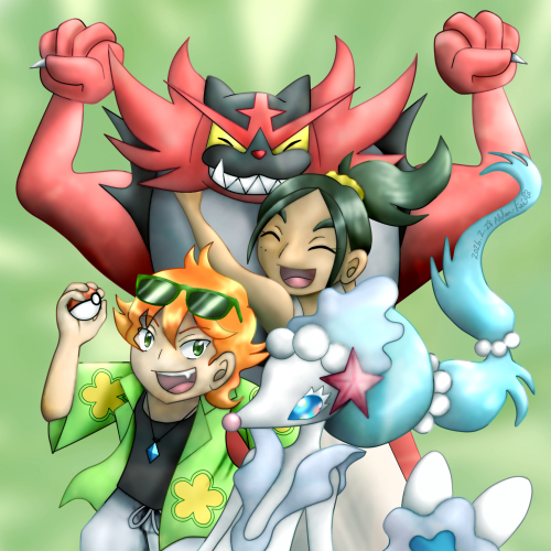 挿絵：アメ＆ガオガエンとケハウ＆アシレーヌ